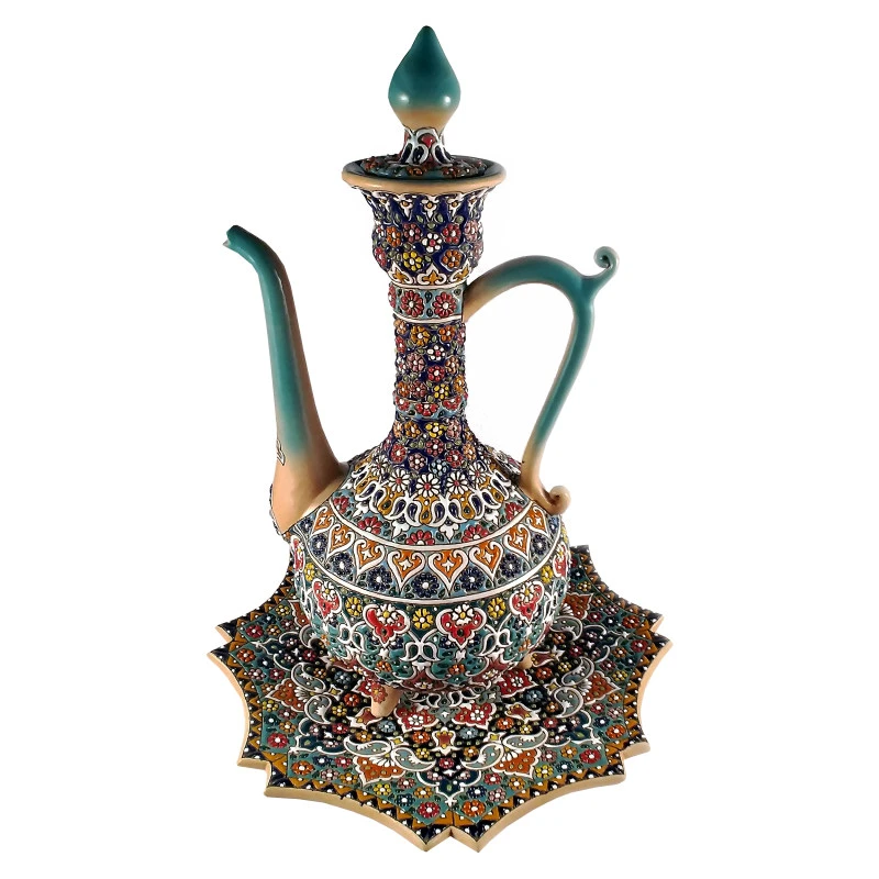 001 گلاب پاش میناکاری کد 25 به همراه بشقاب - تصویر 1