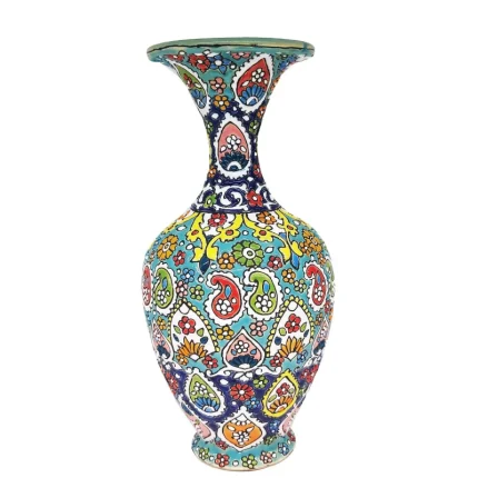 گلدان مینا کاری مدل فیروزه