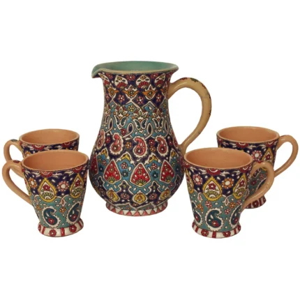 ست 5 تکه پارچ و لیوان میناکاری