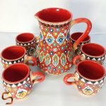 پارچ و لیوان میناکاری شده سفالی