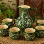 تنگ و لیوان مینا کاری با تم سبز